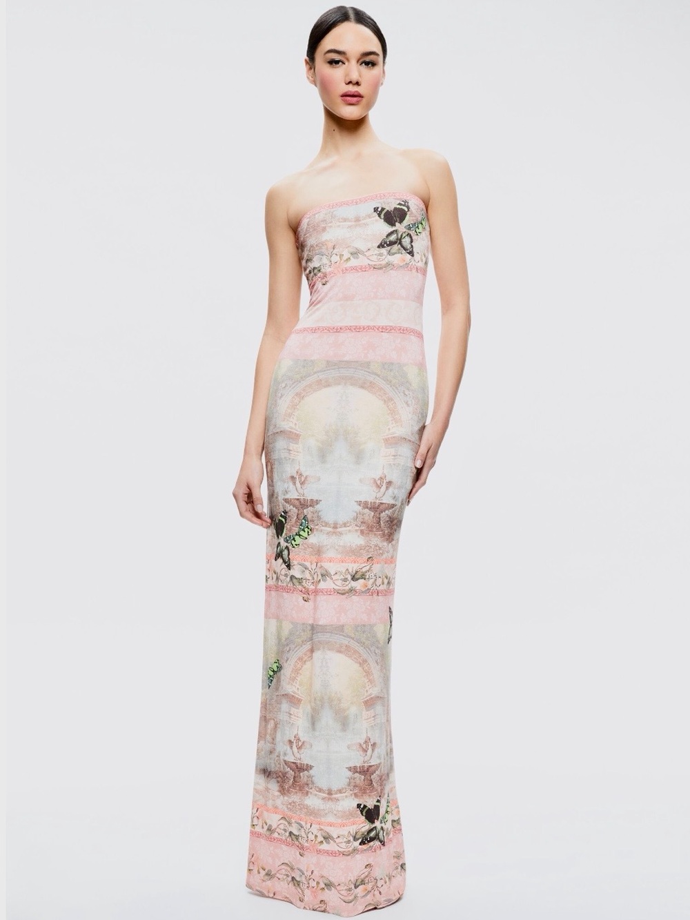 NWT Alice + Olivia DELORA STRAPLESS MAXI $395